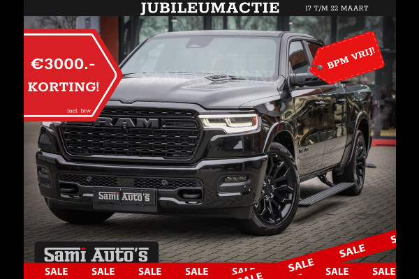 Dodge Ram 1500 LIMITED DE MEEST LUXUEUZE PICK UP HIGH OUTPUT H.O 540PK 706 Nm 2025 | XB9 | MASSAGE | BOM VOL | CREW CAB | DUBBELE CABINE | GRIJSKENTEKEN | VOORRAAD NR 2300 - 7689