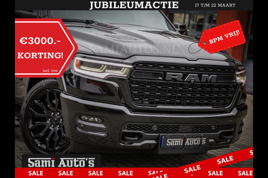 Dodge Ram 1500 LIMITED DE MEEST LUXUEUZE PICK UP HIGH OUTPUT H.O 540PK 706 Nm 2025 | XB9 | MASSAGE | BOM VOL | CREW CAB | DUBBELE CABINE | GRIJSKENTEKEN | VOORRAAD NR 2300 - 7689