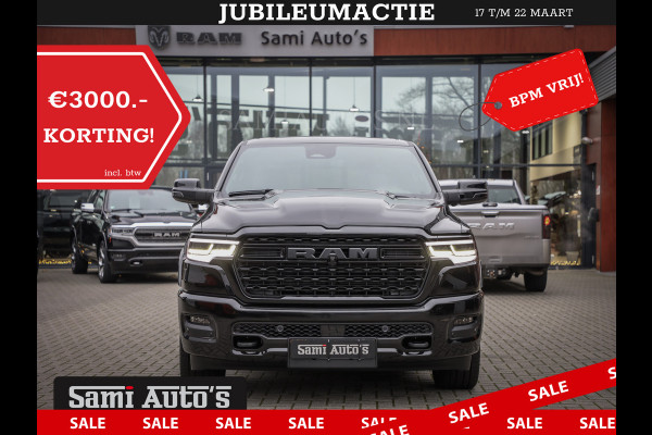 Dodge Ram 1500 LIMITED DE MEEST LUXUEUZE PICK UP HIGH OUTPUT H.O 540PK 706 Nm 2025 | XB9 | MASSAGE | BOM VOL | CREW CAB | DUBBELE CABINE | GRIJSKENTEKEN | VOORRAAD NR 2300 - 7689