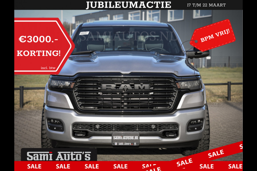 Dodge Ram PREMIUM EDITION | BOM VOL + 14.4 INCH SCHERM | LUCHTVERING | HUD | HURRICANE 420PK 636 Nm | PRIJS MET LPG EN COVER EN GARANTIE | DUBBELE CABINE | PICK UP | 5 PERSOONS | DC | GRIJSKENTEKEN | VOORRAAD NR 2215 - 4984