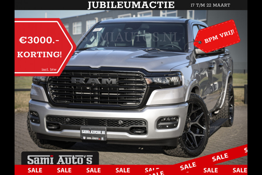 Dodge Ram PREMIUM EDITION | BOM VOL + 14.4 INCH SCHERM | LUCHTVERING | HUD | HURRICANE 420PK 636 Nm | PRIJS MET LPG EN COVER EN GARANTIE | DUBBELE CABINE | PICK UP | 5 PERSOONS | DC | GRIJSKENTEKEN | VOORRAAD NR 2215 - 4984