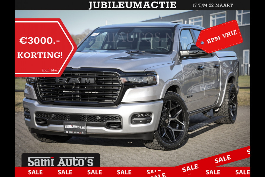 Dodge Ram PREMIUM EDITION | BOM VOL + 14.4 INCH SCHERM | LUCHTVERING | HUD | HURRICANE 420PK 636 Nm | PRIJS MET LPG EN COVER EN GARANTIE | DUBBELE CABINE | PICK UP | 5 PERSOONS | DC | GRIJSKENTEKEN | VOORRAAD NR 2215 - 4984