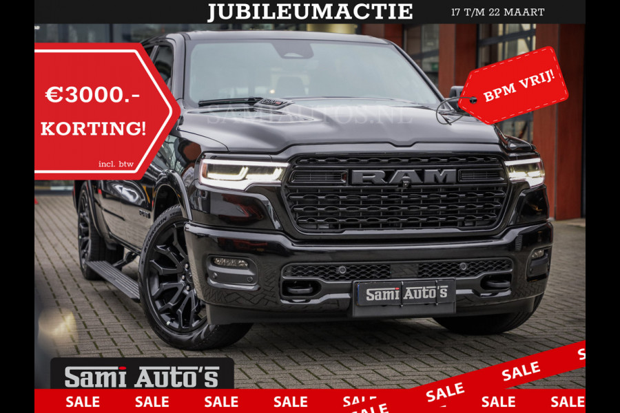 Dodge Ram 1500 LIMITED NIGHT DE MEEST LUXUEUZE PICK UP HIGH OUTPUT H.O 540PK 706 Nm 2025 | XB9 | MASSAGE | BOM VOL | CREW CAB | DUBBELE CABINE | GRIJSKENTEKEN | VOORRAAD NR 2335 - 5153