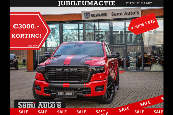 Dodge Ram 2025 NIGHT PREMIUM | BOM VOL + 14.4 INCH SCHERM + LUCHTVERING + HUD | HURRICANE 420PK 636 Nm | PRIJS MET LPG EN COVER EN GARANTI DUBBELE CABINE | PICK UP | 5 PERSOONS | DC | GRIJSKENTEKEN | PR4 FLAME RED | VOORRAAD NR 2234 - 4995