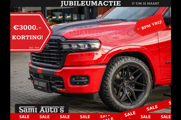 Dodge Ram 2025 NIGHT PREMIUM | BOM VOL + 14.4 INCH SCHERM + LUCHTVERING + HUD | HURRICANE 420PK 636 Nm | PRIJS MET LPG EN COVER EN GARANTI DUBBELE CABINE | PICK UP | 5 PERSOONS | DC | GRIJSKENTEKEN | PR4 FLAME RED | VOORRAAD NR 2234 - 4995