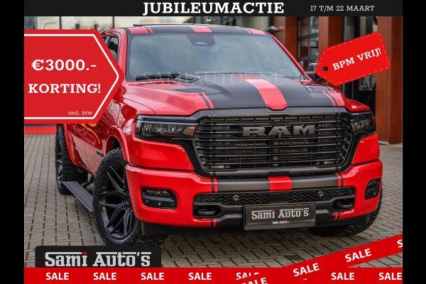 Dodge Ram 2025 NIGHT PREMIUM | BOM VOL + 14.4 INCH SCHERM + LUCHTVERING + HUD | HURRICANE 420PK 636 Nm | PRIJS MET LPG EN COVER EN GARANTI DUBBELE CABINE | PICK UP | 5 PERSOONS | DC | GRIJSKENTEKEN | PR4 FLAME RED | VOORRAAD NR 2234 - 4995