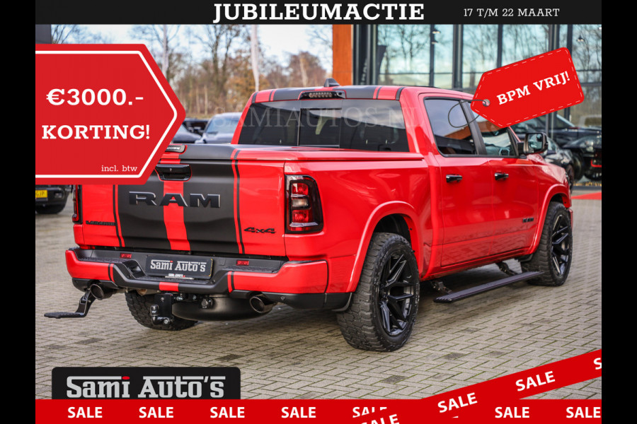 Dodge Ram 2025 NIGHT PREMIUM | BOM VOL + 14.4 INCH SCHERM + LUCHTVERING + HUD | HURRICANE 420PK 636 Nm | PRIJS MET LPG EN COVER EN GARANTI DUBBELE CABINE | PICK UP | 5 PERSOONS | DC | GRIJSKENTEKEN | PR4 FLAME RED | VOORRAAD NR 2234 - 4995