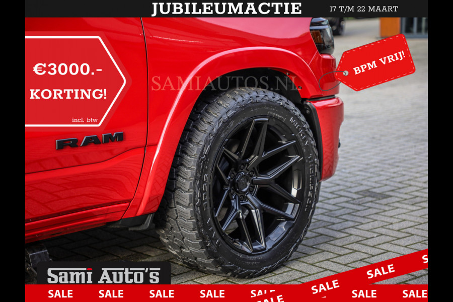 Dodge Ram 2025 NIGHT PREMIUM | BOM VOL + 14.4 INCH SCHERM + LUCHTVERING + HUD | HURRICANE 420PK 636 Nm | PRIJS MET LPG EN COVER EN GARANTI DUBBELE CABINE | PICK UP | 5 PERSOONS | DC | GRIJSKENTEKEN | PR4 FLAME RED | VOORRAAD NR 2234 - 4995