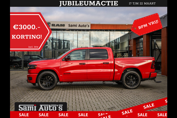 Dodge Ram 2025 NIGHT PREMIUM | BOM VOL + 14.4 INCH SCHERM + LUCHTVERING + HUD | HURRICANE 420PK 636 Nm | PRIJS MET LPG EN COVER EN GARANTI DUBBELE CABINE | PICK UP | 5 PERSOONS | DC | GRIJSKENTEKEN | PR4 FLAME RED | VOORRAAD NR 2234 - 4995