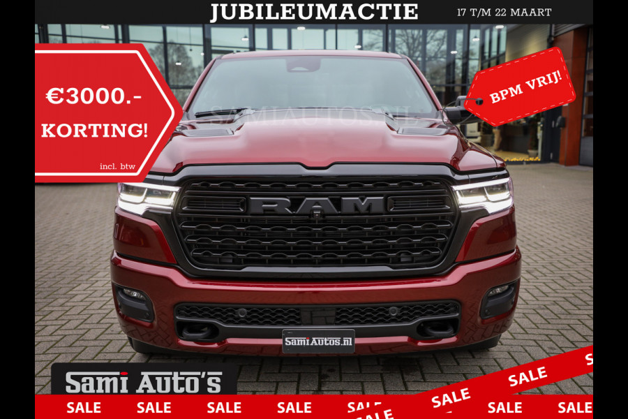 Dodge Ram 1500 LIMITED NIGHT 540PK 706 Nm 2025 | HIGH OUTPUT | XB9 | MASSAGE | BOM VOL | CREW CAB | DUBBELE CABINE | GRIJSKENTEKEN | DE MEEST LUXUEUZE en BEGEERDE Pick-up | VOORRAAD NR 2301 - 7424