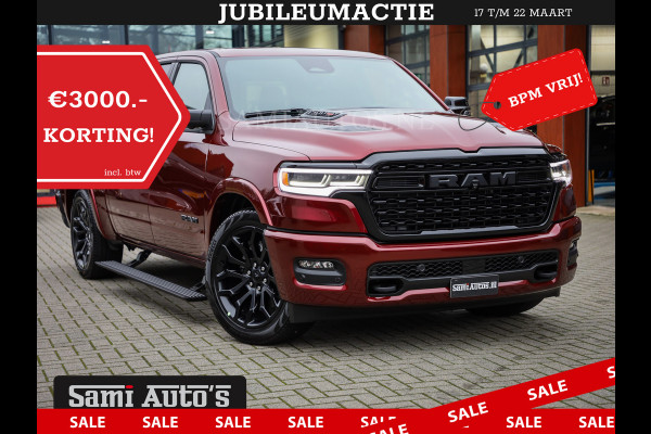 Dodge Ram 1500 LIMITED NIGHT 540PK 706 Nm 2025 | HIGH OUTPUT | XB9 | MASSAGE | BOM VOL | CREW CAB | DUBBELE CABINE | GRIJSKENTEKEN | DE MEEST LUXUEUZE en BEGEERDE Pick-up | VOORRAAD NR 2301 - 7424