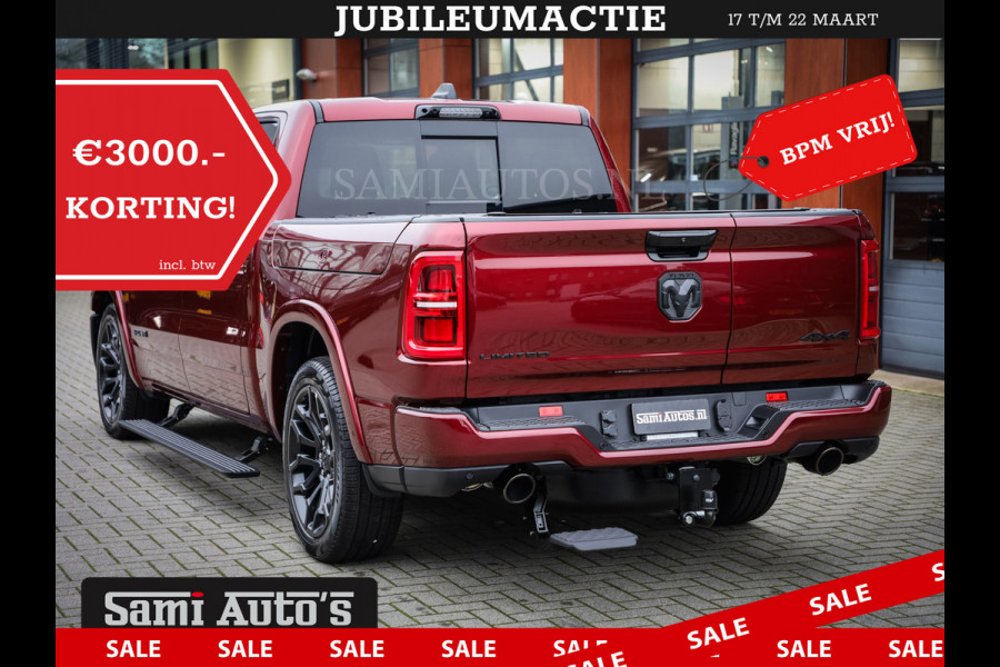 Dodge Ram 1500 LIMITED NIGHT 540PK 706 Nm 2025 | HIGH OUTPUT | XB9 | MASSAGE | BOM VOL | CREW CAB | DUBBELE CABINE | GRIJSKENTEKEN | DE MEEST LUXUEUZE en BEGEERDE Pick-up | VOORRAAD NR 2301 - 7424