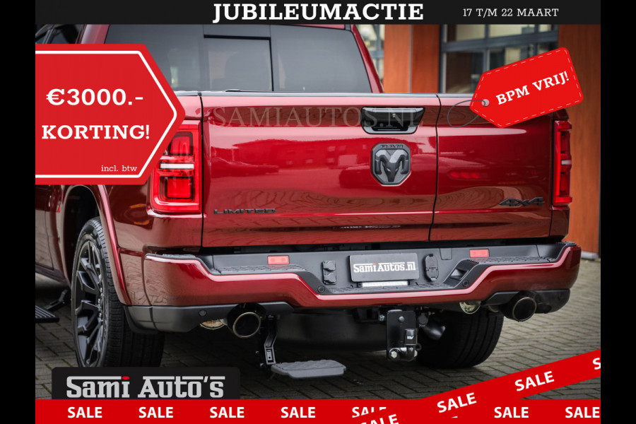 Dodge Ram 1500 LIMITED NIGHT 540PK 706 Nm 2025 | HIGH OUTPUT | XB9 | MASSAGE | BOM VOL | CREW CAB | DUBBELE CABINE | GRIJSKENTEKEN | DE MEEST LUXUEUZE en BEGEERDE Pick-up | VOORRAAD NR 2301 - 7424