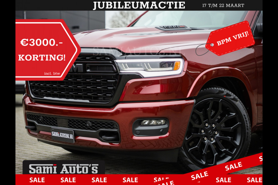 Dodge Ram 1500 LIMITED NIGHT 540PK 706 Nm 2025 | HIGH OUTPUT | XB9 | MASSAGE | BOM VOL | CREW CAB | DUBBELE CABINE | GRIJSKENTEKEN | DE MEEST LUXUEUZE en BEGEERDE Pick-up | VOORRAAD NR 2301 - 7424