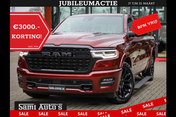 Dodge Ram 1500 LIMITED NIGHT 540PK 706 Nm 2025 | HIGH OUTPUT | XB9 | MASSAGE | BOM VOL | CREW CAB | DUBBELE CABINE | GRIJSKENTEKEN | DE MEEST LUXUEUZE en BEGEERDE Pick-up | VOORRAAD NR 2301 - 7424