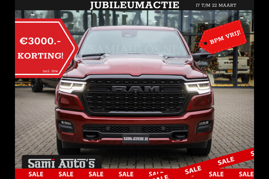 Dodge Ram 1500 LIMITED NIGHT 540PK 706 Nm 2025 | HIGH OUTPUT | XB9 | MASSAGE | BOM VOL | CREW CAB | DUBBELE CABINE | GRIJSKENTEKEN | DE MEEST LUXUEUZE en BEGEERDE Pick-up | VOORRAAD NR 2301 - 7424