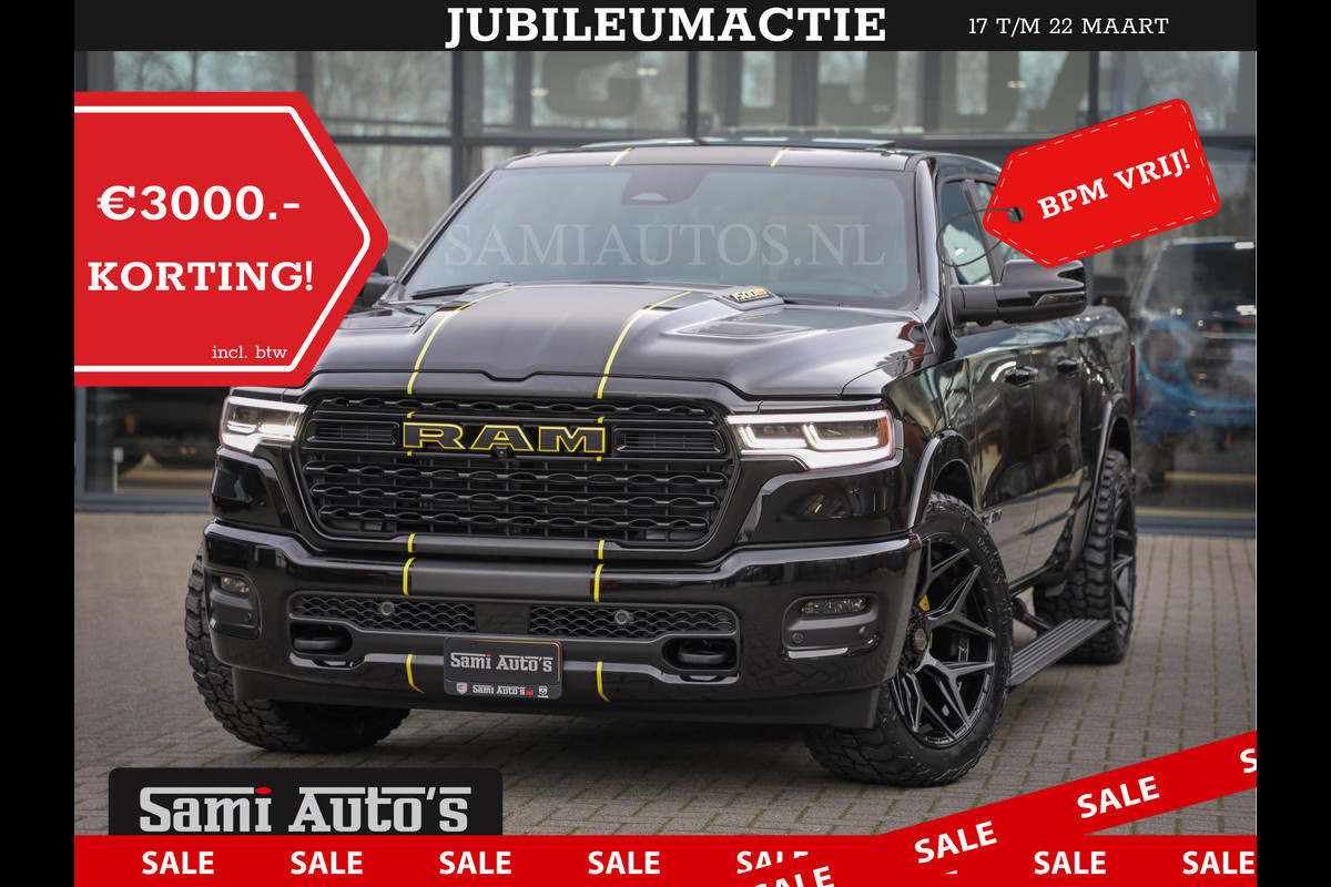 Dodge Ram 1500 DE MEEST LUXUEUZE PICK UP LIMITED NIGHT HIGH OUTPUT H.O 540PK 706 Nm 2025 | XB9 | MASSAGE | BOM VOL | CREW CAB | DUBBELE CABINE | GRIJSKENTEKEN | VOORRAAD NR 2353 - 5412