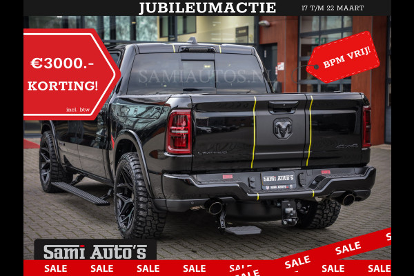 Dodge Ram 1500 DE MEEST LUXUEUZE PICK UP LIMITED NIGHT HIGH OUTPUT H.O 540PK 706 Nm 2025 | XB9 | MASSAGE | BOM VOL | CREW CAB | DUBBELE CABINE | GRIJSKENTEKEN | VOORRAAD NR 2353 - 5412