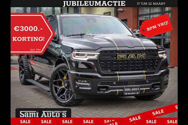 Dodge Ram 1500 DE MEEST LUXUEUZE PICK UP LIMITED NIGHT HIGH OUTPUT H.O 540PK 706 Nm 2025 | XB9 | MASSAGE | BOM VOL | CREW CAB | DUBBELE CABINE | GRIJSKENTEKEN | VOORRAAD NR 2353 - 5412