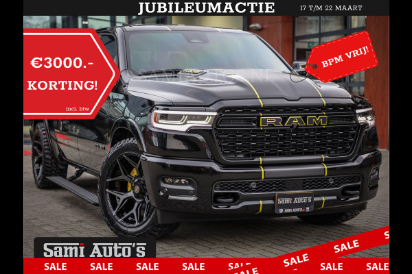 Dodge Ram 1500 DE MEEST LUXUEUZE PICK UP LIMITED NIGHT HIGH OUTPUT H.O 540PK 706 Nm 2025 | XB9 | MASSAGE | BOM VOL | CREW CAB | DUBBELE CABINE | GRIJSKENTEKEN | VOORRAAD NR 2353 - 5412