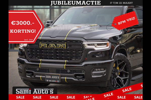 Dodge Ram 1500 DE MEEST LUXUEUZE PICK UP LIMITED NIGHT HIGH OUTPUT H.O 540PK 706 Nm 2025 | XB9 | MASSAGE | BOM VOL | CREW CAB | DUBBELE CABINE | GRIJSKENTEKEN | VOORRAAD NR 2353 - 5412