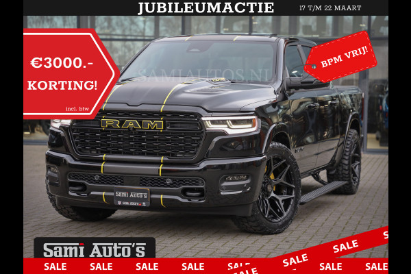 Dodge Ram 1500 DE MEEST LUXUEUZE PICK UP LIMITED NIGHT HIGH OUTPUT H.O 540PK 706 Nm 2025 | XB9 | MASSAGE | BOM VOL | CREW CAB | DUBBELE CABINE | GRIJSKENTEKEN | VOORRAAD NR 2353 - 5412