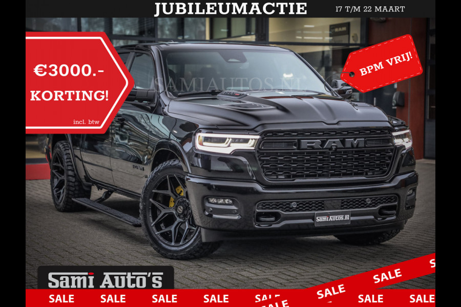 Dodge Ram 1500 LIMITED NIGHT DE MEEST LUXUEUZE PICK UP HIGH OUTPUT H.O 540PK 706 Nm 2025 | XB9 | MASSAGE | BOM VOL | CREW CAB | DUBBELE CABINE | GRIJSKENTEKEN | VOORRAAD NR 2293 - 7688