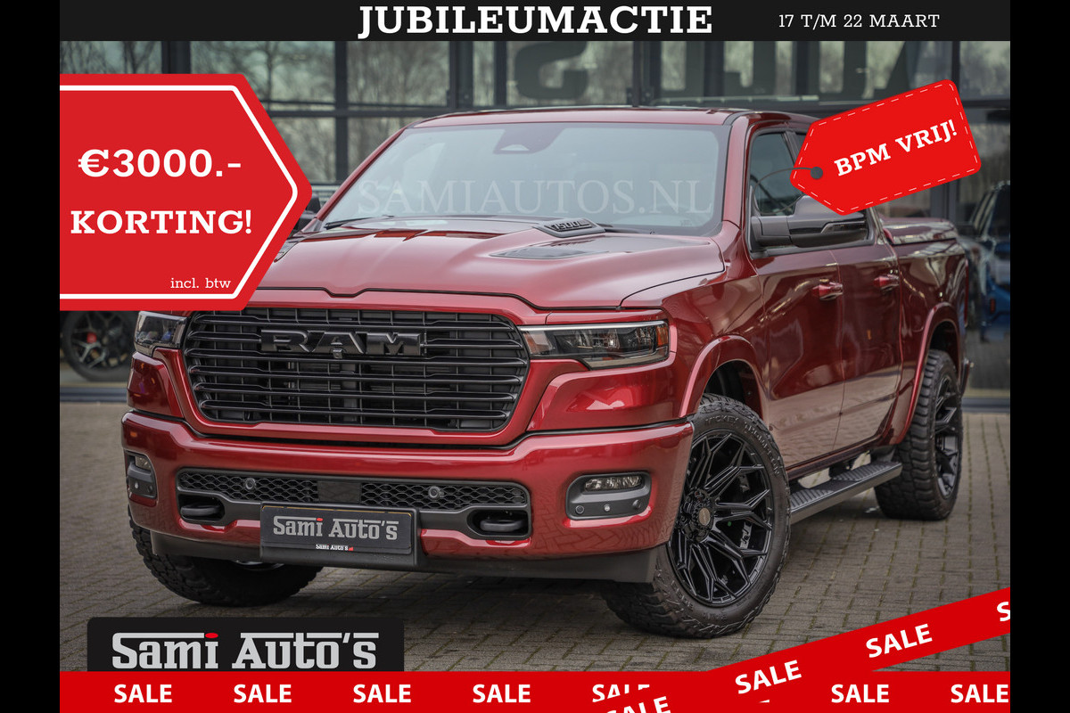 Dodge Ram 2025 LARAMIE SPORT HURRICANE 420PK 636 Nm | PRIJS MET LPG EN COVER EN GARANTIE | DUBBELE CABINE | PICK UP | 5 PERSOONS | DC | GRIJSKENTEKEN | Velvet Red Pearl VOORAAD 2218 - 3854