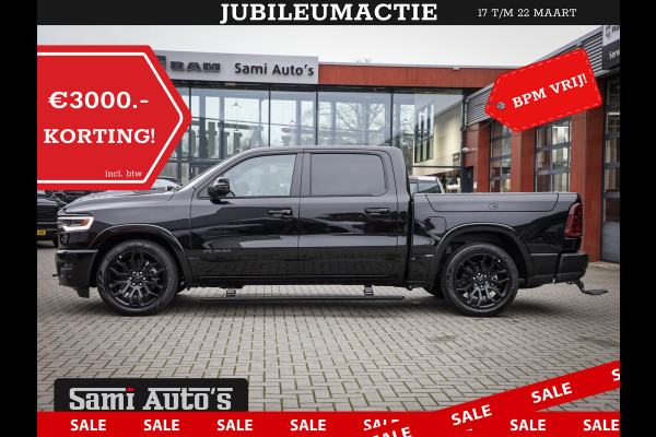 Dodge Ram 1500 LIMITED NIGHT HIGH OUTPUT H.O 540PK 706 Nm 2025 | XB9 | MASSAGE | BOM VOL | CREW CAB | DUBBELE CABINE | GRIJSKENTEKEN | DE MEEST LUXUEUZE en BEGEERDE Pick-up VOORRAAD NR 2356 - 0990