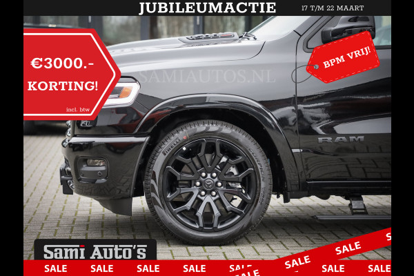 Dodge Ram 1500 LIMITED NIGHT HIGH OUTPUT H.O 540PK 706 Nm 2025 | XB9 | MASSAGE | BOM VOL | CREW CAB | DUBBELE CABINE | GRIJSKENTEKEN | DE MEEST LUXUEUZE en BEGEERDE Pick-up VOORRAAD NR 2356 - 0990