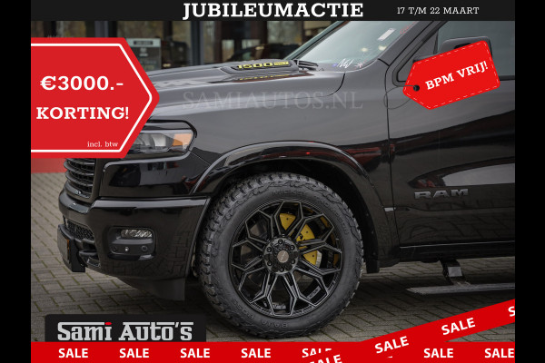 Dodge Ram PREMIUM | MAY 2025 BOM VOL | HEAD UP + 14.4 INCH SCHERM | LUCHTVERING | 420PK 636 Nm | PRIJS MET LPG EN COVER EN GARANTIE | DUBBELE CABINE | PICK UP | 5 PERSOONS | DC | GRIJSKENTEKEN | VOORRAAD NR 2288 - 4952