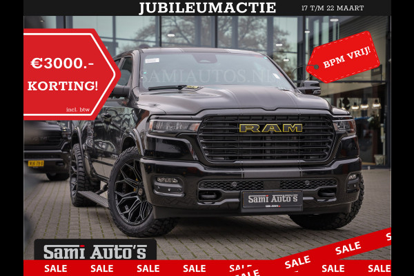 Dodge Ram PREMIUM | MAY 2025 BOM VOL | HEAD UP + 14.4 INCH SCHERM | LUCHTVERING | 420PK 636 Nm | PRIJS MET LPG EN COVER EN GARANTIE | DUBBELE CABINE | PICK UP | 5 PERSOONS | DC | GRIJSKENTEKEN | VOORRAAD NR 2288 - 4952