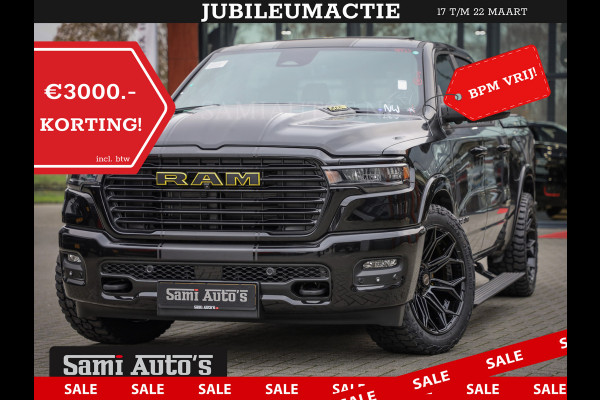 Dodge Ram PREMIUM | MAY 2025 BOM VOL | HEAD UP + 14.4 INCH SCHERM | LUCHTVERING | 420PK 636 Nm | PRIJS MET LPG EN COVER EN GARANTIE | DUBBELE CABINE | PICK UP | 5 PERSOONS | DC | GRIJSKENTEKEN | VOORRAAD NR 2288 - 4952