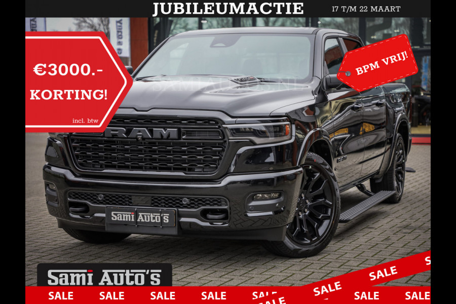 Dodge Ram 1500 LIMITED NIGHT DE MEEST LUXUEUZE PICK UP HIGH OUTPUT H.O 540PK 706 Nm 2025 | XB9 | MASSAGE | BOM VOL | CREW CAB | DUBBELE CABINE | GRIJSKENTEKEN | VOORRAAD NR 2318 - 5415