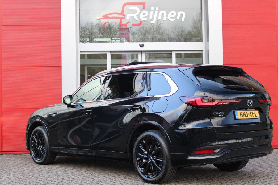 Mazda CX-80 2.5 e-SkyActiv 328PK PHEV HOMURA PLUS | 7-PERSOONS! | NIEUWE AUTO! | DRIVER PERSONALIZATION SYSTEM (GEZICHTSHERKENNING) | ELEKTRISCH BEDIENBARE VOORSTOELEN | FULL LEDEREN BEKLEDING | ADAPTIVE CRUISE CONTROL | 20" LICHTMETALEN VELGEN BLACK | 360° CAMERA | STOEL/STUUR VERWARMING | STOEL VENTILATIE | STOEL VERWARMING ACHTER | ADAPTIVE LED KOPLAMPEN | CLIMATE CONTROL VOOR + ACHTER | NAVIGATIE | APPLE CARPLAY/ANDROID AUTO | PANORAMISCH SCHUIF/KANTEL DAK | PARKEERSENSOREN VOOR EN ACHTER | BOSE AUDIO SYSTEM (12 SPEAKERS) | ELEKTRISCH BEDIENBARE ACHTERKLEP | DRAADLOZE TELEFOON