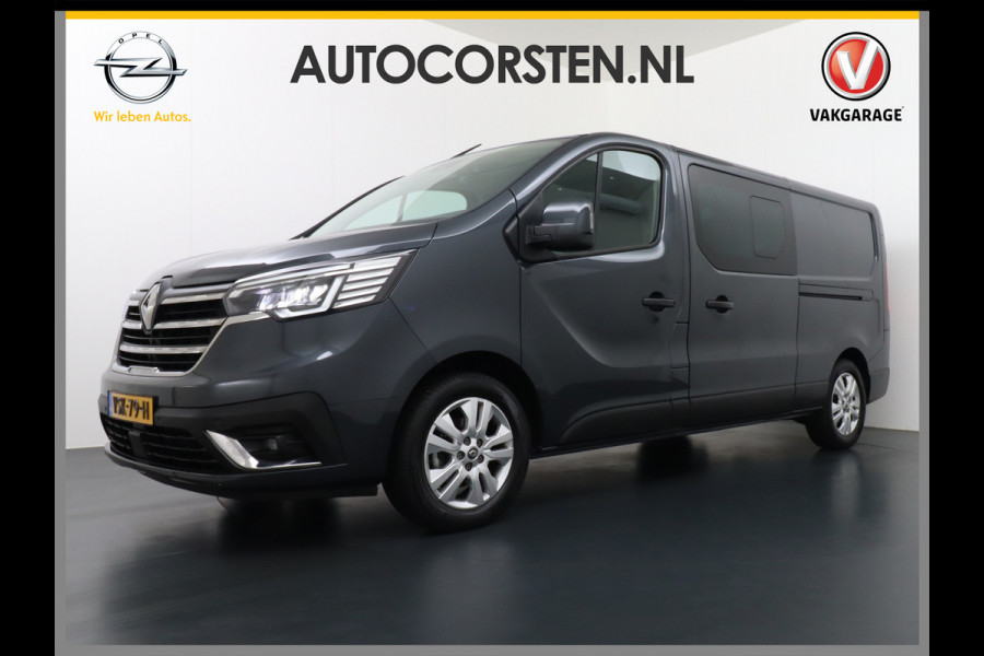 Renault Trafic 2.0dCi 170PK Automaat Dubbele Cabine L2H1 Luxury Edition Trekhaak 6 Persoons Ecc Apple Carlay Android Auto Navi Camera Stoelverw 2X Schuifdeur Keyless DAB Pdc Licht-/regensensor Led Sensor dodehoek Lmv 17" Betonplex Vloer Lane Assist T29 Euro 6