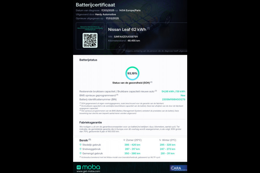 Nissan Leaf 3.Zero Limited Edition 62 kWh 93% SOH Bose Leer NL-Auto 1e Eigenaar