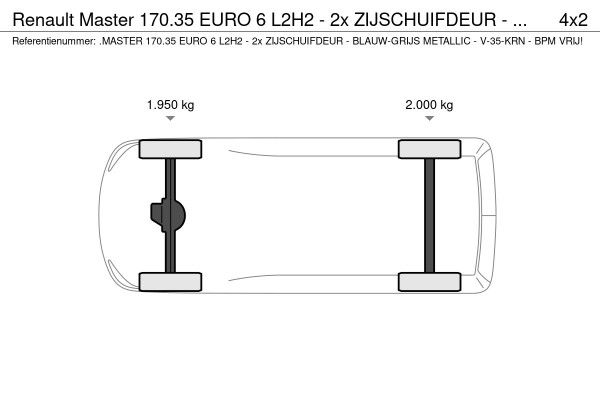 Renault Master 170.35 EURO 6 L2H2 - 2x ZIJSCHUIFDEUR - BLAUW-GRIJS METALLIC - V-35-KRN - BPM VRIJ!