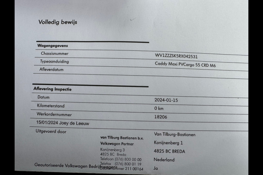 Volkswagen Caddy Cargo Maxi 2.0 TDI * Airco * Spoiler pakket * Lichtmetaal * Bluetooth *