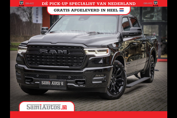 Dodge Ram 1500 LIMITED NIGHT HIGH OUTPUT H.O 540PK 706 Nm 2025 | XB9 | MASSAGE | BOM VOL | CREW CAB | DUBBELE CABINE | GRIJSKENTEKEN | DE MEEST LUXUEUZE en BEGEERDE Pick-up VOORRAAD NR 2356 - 0990