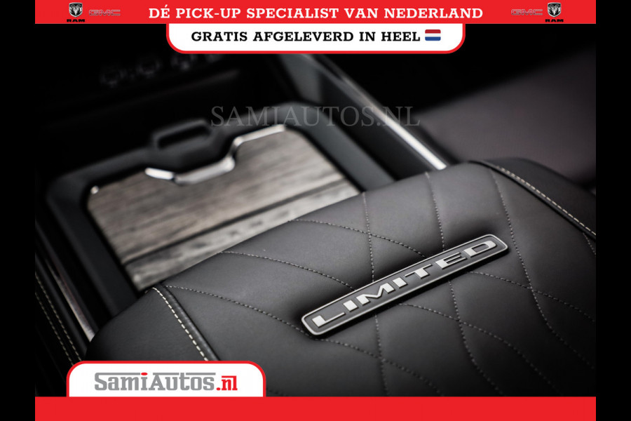 Dodge Ram 1500 LIMITED NIGHT HIGH OUTPUT H.O 540PK 706 Nm 2025 | XB9 | MASSAGE | BOM VOL | CREW CAB | DUBBELE CABINE | GRIJSKENTEKEN | DE MEEST LUXUEUZE en BEGEERDE Pick-up VOORRAAD NR 2356 - 0990