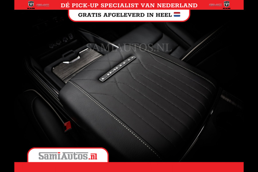 Dodge Ram 1500 LIMITED NIGHT HIGH OUTPUT H.O 540PK 706 Nm 2025 | XB9 | MASSAGE | BOM VOL | CREW CAB | DUBBELE CABINE | GRIJSKENTEKEN | DE MEEST LUXUEUZE en BEGEERDE Pick-up VOORRAAD NR 2356 - 0990