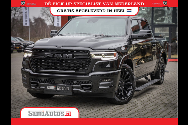 Dodge Ram 1500 LIMITED NIGHT HIGH OUTPUT H.O 540PK 706 Nm 2025 | XB9 | MASSAGE | BOM VOL | CREW CAB | DUBBELE CABINE | GRIJSKENTEKEN | DE MEEST LUXUEUZE en BEGEERDE Pick-up VOORRAAD NR 2356 - 0990
