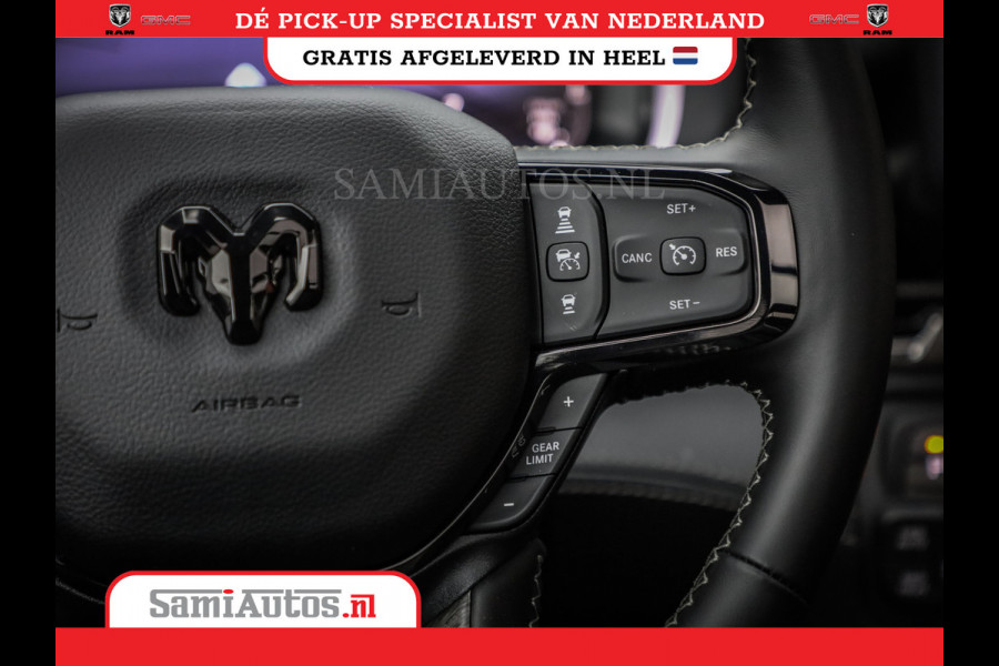 Dodge Ram 1500 LIMITED NIGHT HIGH OUTPUT H.O 540PK 706 Nm 2025 | XB9 | MASSAGE | BOM VOL | CREW CAB | DUBBELE CABINE | GRIJSKENTEKEN | DE MEEST LUXUEUZE en BEGEERDE Pick-up VOORRAAD NR 2356 - 0990