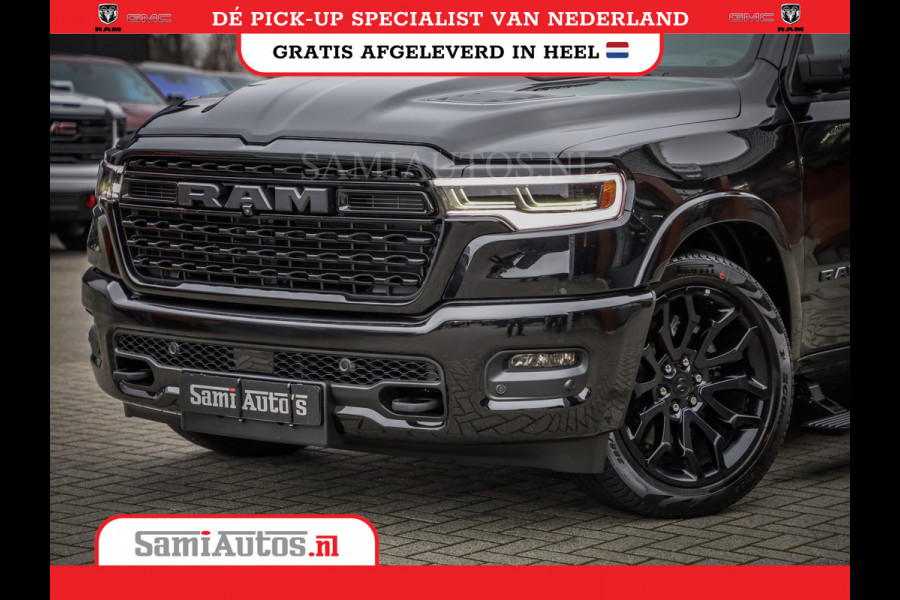 Dodge Ram 1500 LIMITED NIGHT HIGH OUTPUT H.O 540PK 706 Nm 2025 | XB9 | MASSAGE | BOM VOL | CREW CAB | DUBBELE CABINE | GRIJSKENTEKEN | DE MEEST LUXUEUZE en BEGEERDE Pick-up VOORRAAD NR 2356 - 0990