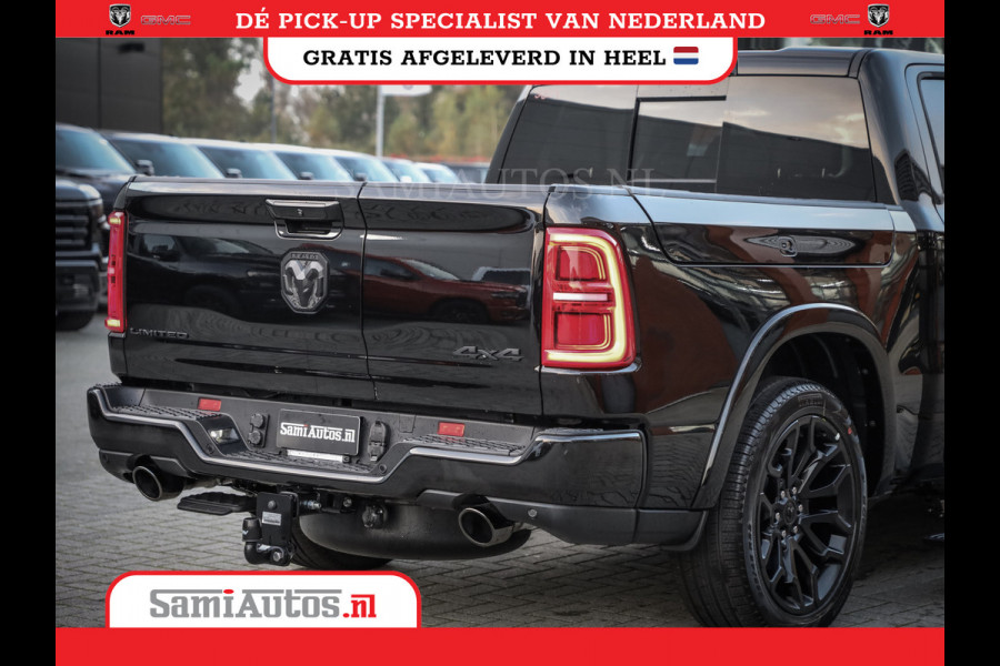 Dodge Ram 1500 LIMITED NIGHT HIGH OUTPUT H.O 540PK 706 Nm 2025 | XB9 | MASSAGE | BOM VOL | CREW CAB | DUBBELE CABINE | GRIJSKENTEKEN | DE MEEST LUXUEUZE en BEGEERDE Pick-up VOORRAAD NR 2356 - 0990