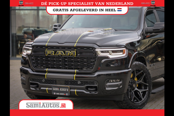 Dodge Ram 1500 LIMITED NIGHT HIGH OUTPUT | DE MEEST LUXUEUZE PICK UP | H.O 540PK 706 Nm 2025 | XB9 | MASSAGE | BOM VOL | CREW CAB | DUBBELE CABINE | GRIJSKENTEKEN | 5 PERSOONS | VOORRAAD NR 2337 - 7694