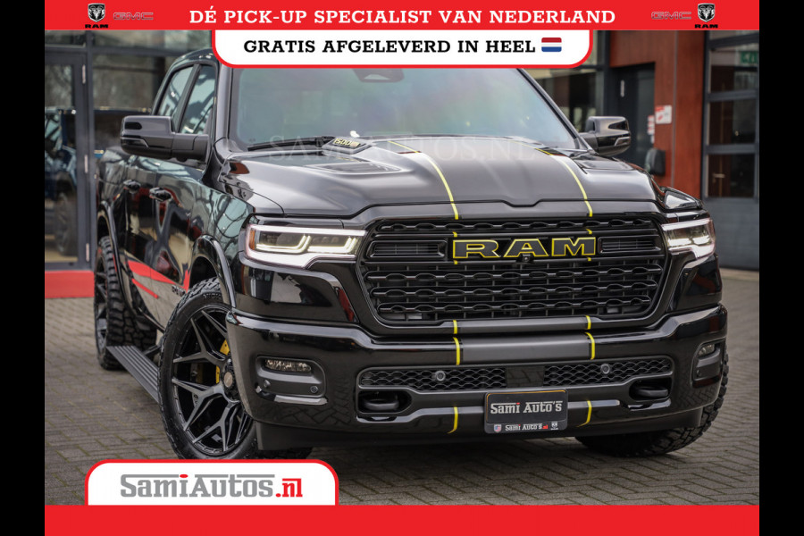 Dodge Ram 1500 LIMITED NIGHT HIGH OUTPUT | DE MEEST LUXUEUZE PICK UP | H.O 540PK 706 Nm 2025 | XB9 | MASSAGE | BOM VOL | CREW CAB | DUBBELE CABINE | GRIJSKENTEKEN | 5 PERSOONS | VOORRAAD NR 2337 - 7694