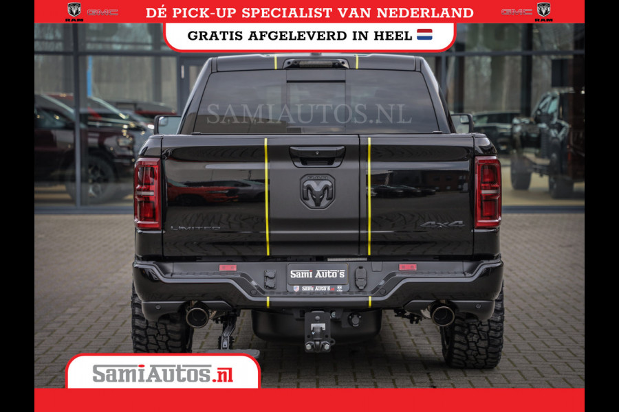 Dodge Ram 1500 LIMITED NIGHT HIGH OUTPUT | DE MEEST LUXUEUZE PICK UP | H.O 540PK 706 Nm 2025 | XB9 | MASSAGE | BOM VOL | CREW CAB | DUBBELE CABINE | GRIJSKENTEKEN | 5 PERSOONS | VOORRAAD NR 2337 - 7694