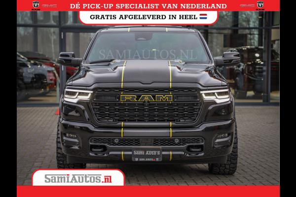 Dodge Ram 1500 LIMITED NIGHT HIGH OUTPUT | DE MEEST LUXUEUZE PICK UP | H.O 540PK 706 Nm 2025 | XB9 | MASSAGE | BOM VOL | CREW CAB | DUBBELE CABINE | GRIJSKENTEKEN | 5 PERSOONS | VOORRAAD NR 2337 - 7694